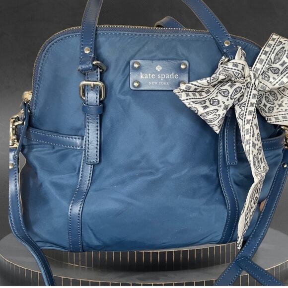 Kate Spade Navy Blue Nylon Crossbody w/Twilly